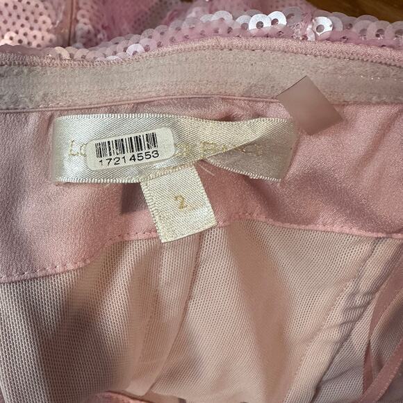 LoveShackFancy Stasia Sequin Midi Dress Floral Strapless Sparkle Flamenco Pink - Picture 15 of 16